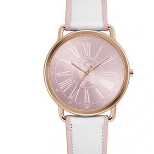 Guess Ladies Rose Gold Tone Case White Genuine Leather Watch